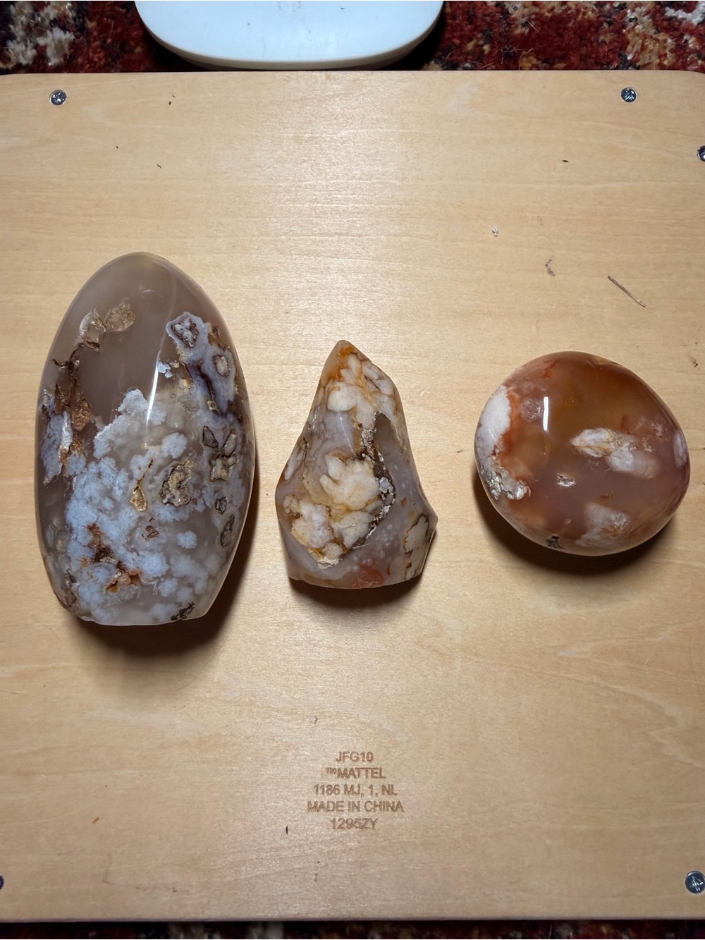 Polished flower Agate 3 piece collection